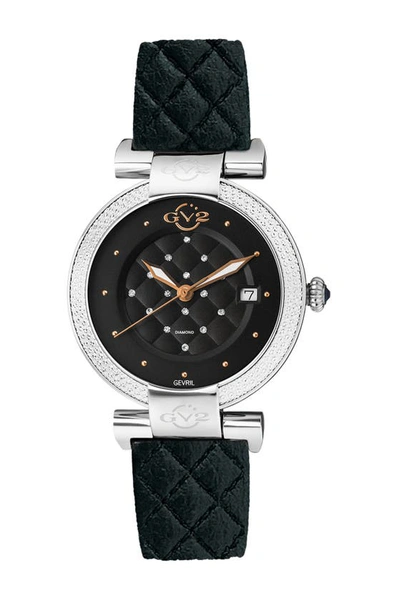 Gv2 Berletta Black Dial Black Vegan Quilted Strap Watch, 37mm