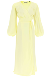 Rotate Birger Christensen Marisol Jacquard Woven Midi Wrap Dress In Yellow