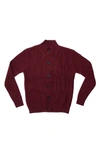 X-ray Stand Collar Cardigan In Oxblood