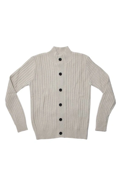 X-ray Stand Collar Cardigan In Oatmeal