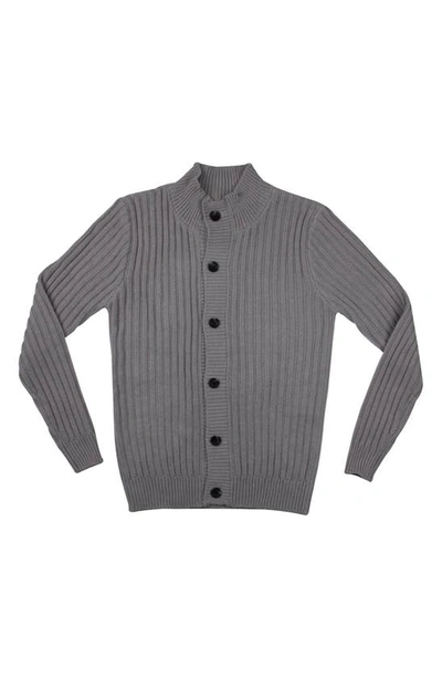 X-ray Stand Collar Cardigan In Silver Grey