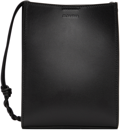 Jil Sander Small Tangle Leather Crossbody Bag In Black