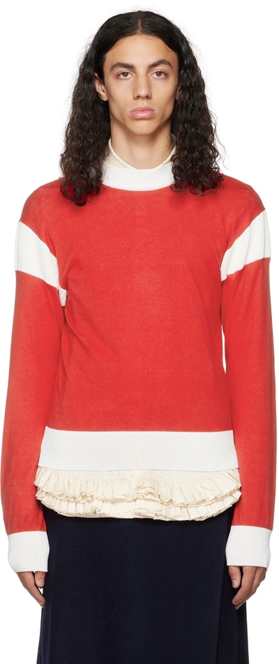 Molly Goddard Ethan Cotton-blend Sweater In Red Cream