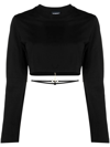 Jacquemus Pino Cropped Cotton-jersey Top In Black