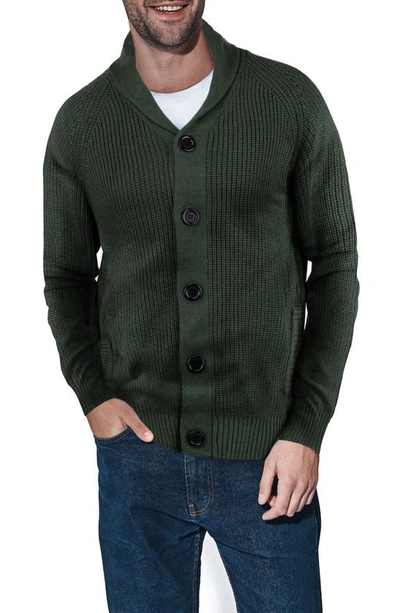 X-ray Shawl Collar Cardigan Sweater In Olive