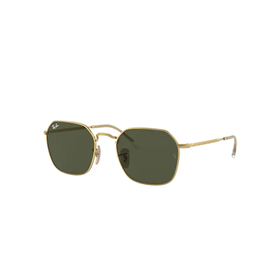 RAY BAN JIM SUNGLASSES GOLD FRAME GREEN LENSES 53-20