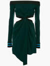 JW ANDERSON TWISTED CUT OUT OFF SHOULDER MINI DRESS