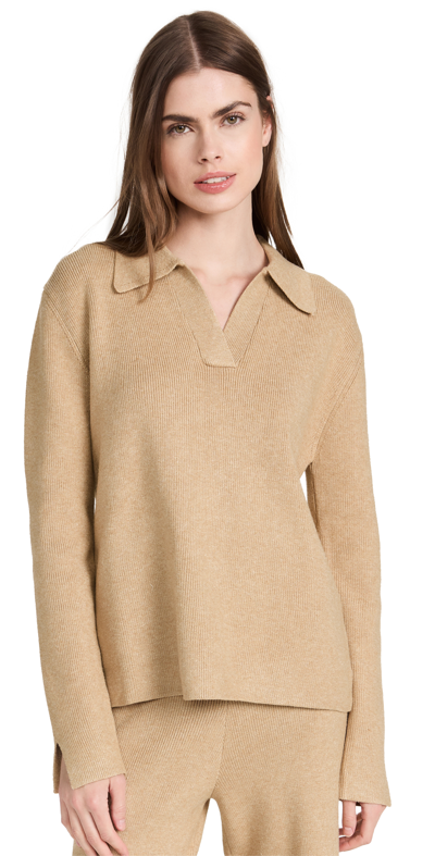 English Factory Polo Collar Knit Sweater In Camel
