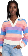 English Factory Rainbow Stripe Polo Sweater In Multi