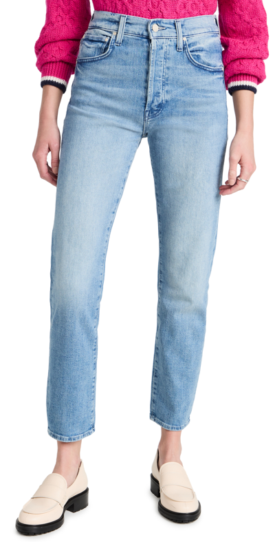 Mother Petites The Lil Mid Rise Hiker Hover Fight For Your Right Jeans In Blue - Size 23