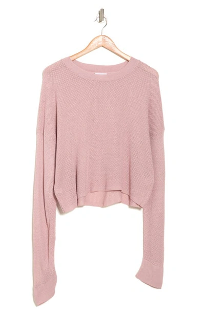 Abound Textured Crew Neck Cropped Sweater In Mauve