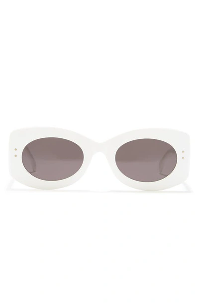 Alaïa 51mm Oval Sunglasses In White White Grey
