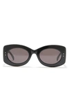 Alaïa 51mm Oval Sunglasses In Black Black Grey