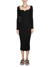 Philosophy Di Lorenzo Serafini Square Neckline Ribbed Texture Midi Dress In Black