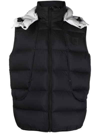 Moose Knuckles Bushwick Brand-embroidered Shell-down Hooded Vest In Black