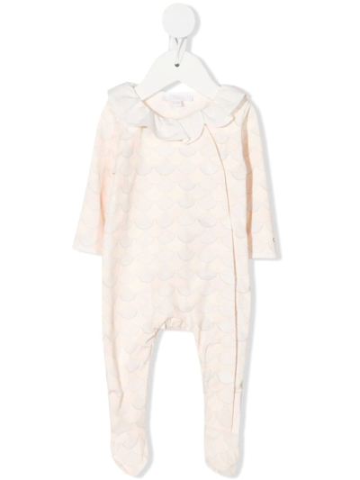 Chloé Babies' Ruffle-collar Cotton Pyjama Set In Orange