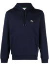 Lacoste Cotton Blend Regular Fit Hoodie In Blue