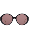 Gucci Interlocking G Round-frame Sunglasses In Black