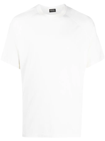 Zegna Short-sleeve Wool T-shirt In Nat Sld