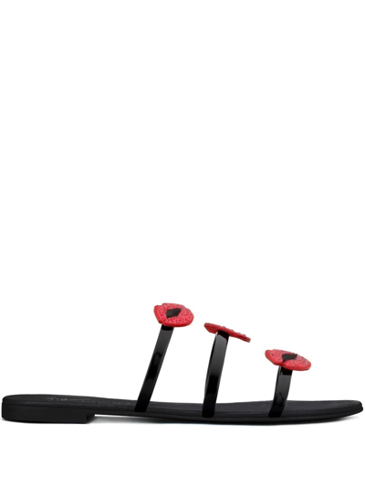 Giuseppe Zanotti Anya Bouche Open-toe Strap Sandals In Black