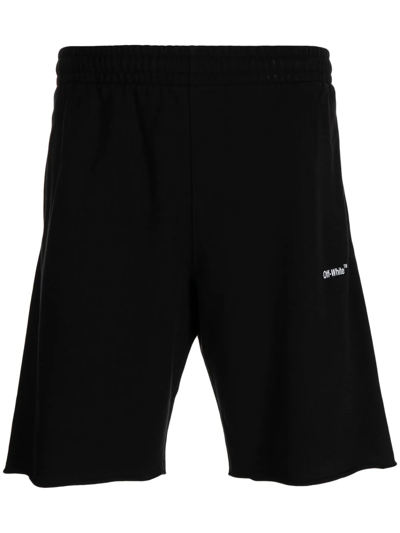 Off-white Single Arrow Cotton Track Shorts In Black