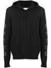 Off-white Diag Outline Knitted Zip-up Hoodie In Black