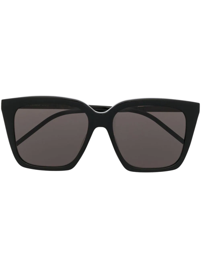 Saint Laurent Logo-plaque Detail Sunglasses In Black