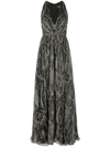 Etro Long Dress In Black Silk Chiffon With Paisley Print In Black