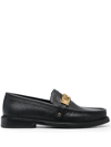MOSCHINO LOGO-PLAQUE LEATHER LOAFERS