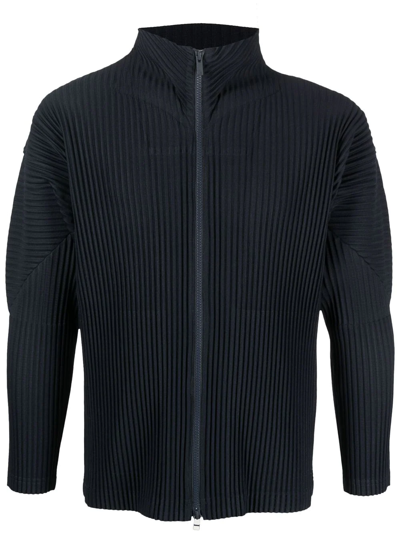 Issey Miyake Zip-up Pleated Cardigan In Green