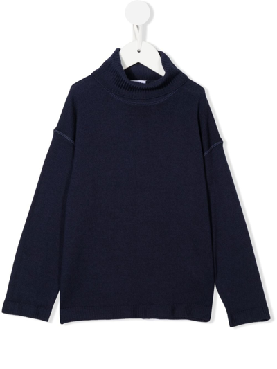 Aspesi Kids' Roll-neck Pullover Sweater In Blue