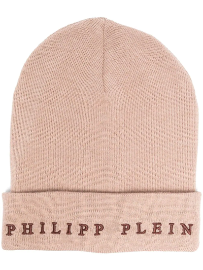 Philipp Plein Embroidered-logo Knit Beanie In Neutrals
