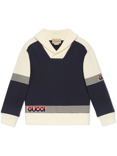 Gucci Kids' Logo Knit Jumper In Blue