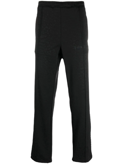 Palm Angels Tuxedo Leopard Tech Jersey Track Pants In Black