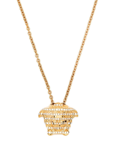 Versace Crystal-embellished Necklace In Gold