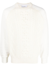 Neil Barrett Cable-knit Hybrid Raglan Crewneck In Neutrals