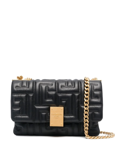 Balmain Small 1945 Quilted Shoulder Bag In Black