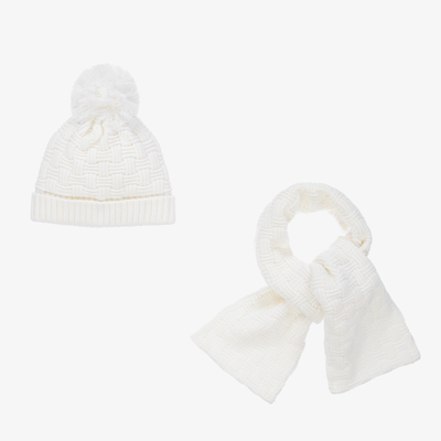 Sarah Louise Ivory Knit Baby Hat & Scarf Set
