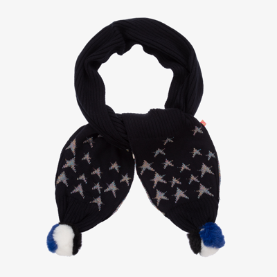 Billieblush Kids' Girls Navy Blue Pom-pom Scarf