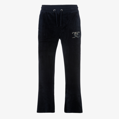 Juicy Couture Teen Girls Blue Velour Joggers In Black
