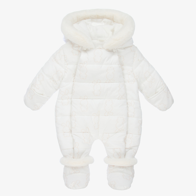 Ido Mini Ivory Bunny Baby Snowsuit