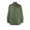 Raf Simons Oversized Logo-patch Cotton Shirt In Green