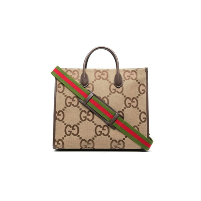 Gucci Jumbo Gg Tote Bag In Brown