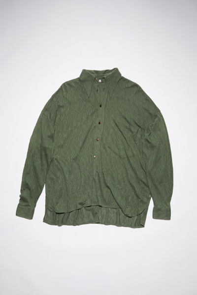 Acne Studios Button-up Shirt Lace Pattern In Forest Green