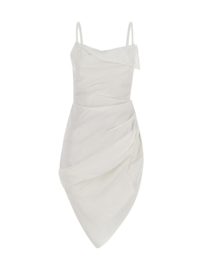 Jacquemus Grey 'la Robe Saudade' Mini Dress In White