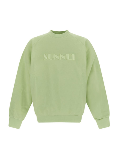 Sunnei Logo Embroidery Sweatshirt In Green