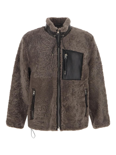 Loewe Shearling Jacket In Grey