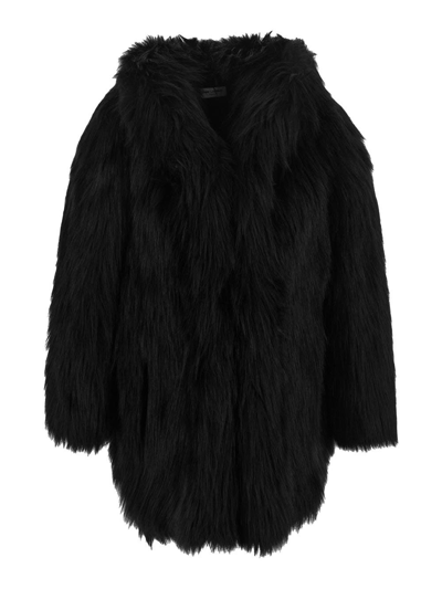 Saint Laurent Short Faux Fur In Black
