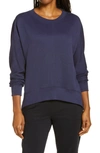 Zella Carey Crew High/low Sweatshirt In Navy Nightfall