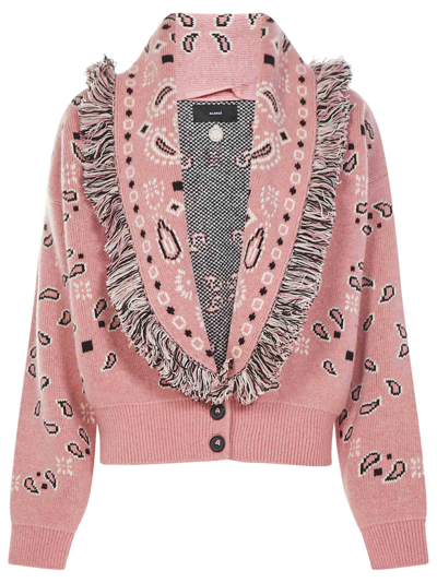 Alanui Pink Cardi-bomber Bandana Jacquard Cardigan